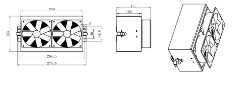 300W TEC 制冷模组 用于 OEM 半导体制冷模组集成的尺寸图纸